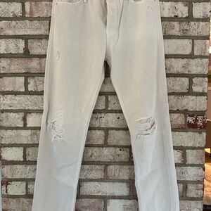 MOTHER Women’s Distressed Cream Jeans
